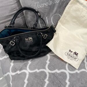 Coach Black Leather Satchel with Silver Hardware